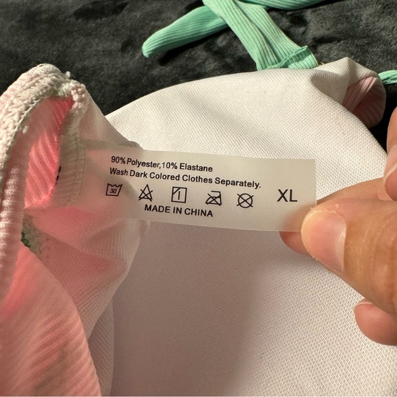 LIGHT PINK MINT RHINESTONE GEM STRAPPY CHEEKY 2PC SWIMSUIT BIKIN - Picture 8 of 9